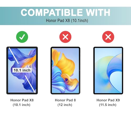 World biz Case for for Honor Pad X8 10.1" 2022, Premium Leather Business Cover Multi-Angle Viewing with Pocket & Pencil Holder, Auto Sleep/Wake, Honor Pad X8 (Black)