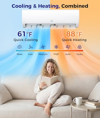 Image of Mini Split Air Conditioner - 11500 BTU Ductless Mini Split Ac /Heating System, 115V 17 SEER2, Precharged Inverter Split AC Unit with Heat Pump System, 750 Sq. Ft, Installation Kit
