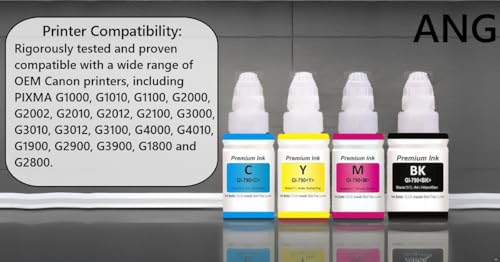 Image of ANG GI 790 Ink Refill for Canon PIXMA G1000, G1010, G1100, G2000, G2002, G2012, G2100, G3000, G3010, G3012, G3100 Printers Ink (Black, Yellow, Cyan, Magenta)