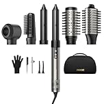 7MAGIC Hair Dryer Brush & 6 in 1 Hair Styler, Silver, 110 Volts, 1200 Watts, Ionic Technology, Fast Drying, Multi Styler for Straight, Wavy, Curly, and Coily Hair, Silver