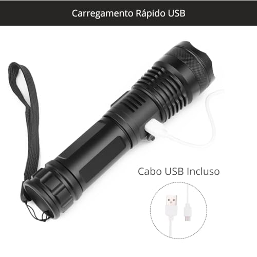 Lanterna T9 Tática Militar Super Potente Led Profissional Recarregável Lanterna T9 Original P50 USB