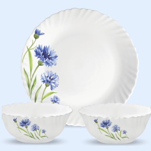 Image of La Opala Novo Opalware Dinner Set, 35 Pcs for Family of 6, Floral Fountain