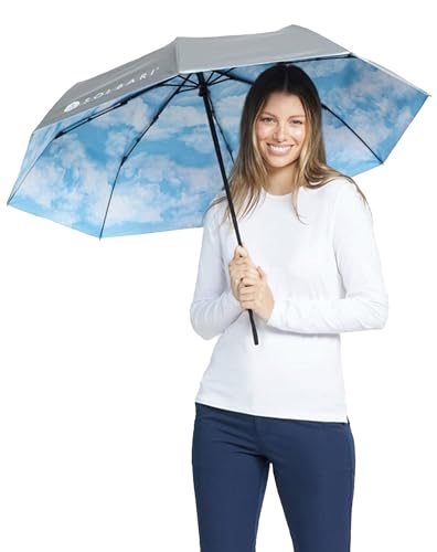Solbari Compact Sun Protective Umbrella UPF 50+ UV Protection, Ultra-Light & Travel-Friendly, Reflective Sun Protection for Beach, Picnics, & Outdoor Festivals - Clouds - 42 inch