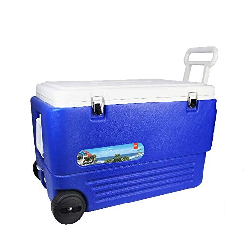 JJSFJH Refrigerator Insulation Cooler Box with Wheels Handle Portable Outdoor Travel Hiking Capacity Cooling Bbqs Tailgating Outdoor Activities 60 Liters 80 Liters (Size : 80L)