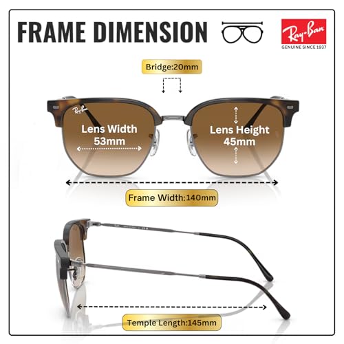 Image of Ray-Ban RB4416 NEW CLUBMASTER Square-Round Shaped Sunglasses for Men & Women with Official RAYBAN Eyewear Kit