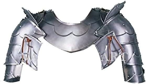 Pair of Warrior Pauldron&Gorget Steel Medieval Shoulder Armor