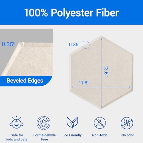 Image of Acoustic Panels, Magrowill 12-Pack Soundproof Wall Panels 14 X 12 X 0.4 Inches, Sound Absorbing Panels with Full Self-Adhesive, Interior Wall Decor Felt Tiles Board