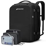 Maelstrom 40-50L Carry on Backpack,Travel Backpack for Men Women,17.3 Inch TSA Flight Approved Laptop Backpack with Hidden Shoe Bag, Expandable Large Computer Business Suitcase Backpacks-Black