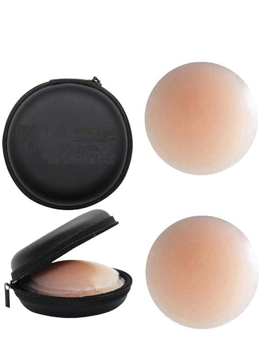 Womens and Girls Reusable Silicone Nipple Cover Thin Adhesive Bra Pad Invisible Pasties Saree Blouse Backless Tops and Outfits Beige-image-29