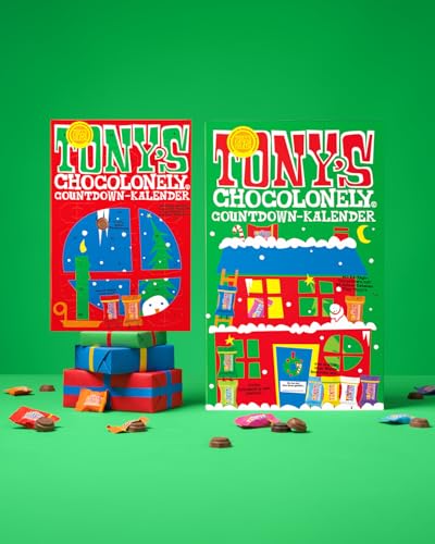 Tony’s Chocolonely - Schokolade Weihnachten Adventskalender - 24 Tage - 2 Sorten Tiny Tony’s - Viel Vorfreude - Weihnachtsgeschenke - Vegetarisch - Belgian Fairtrade Chocolate