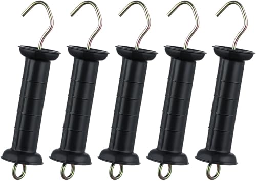 FENSMILE Lot de 5 poignées de portail de clôture électrique, noire