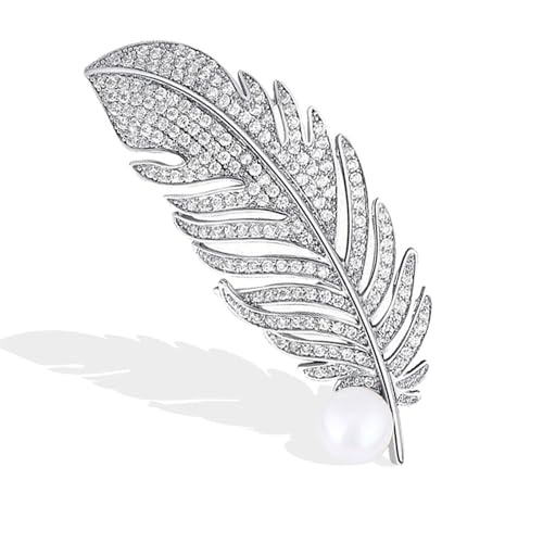 Image of Rhinestone Feather Brooches for Women Men,Vintage Animal Peacock Pin Gold /Silver /Blue / Crystal Diamond Lapel Pins Fashion Enamel Feather Leaf Brooch Elegant Dress Coat Pin Decor Wedding Christmas Birthday Jewelry