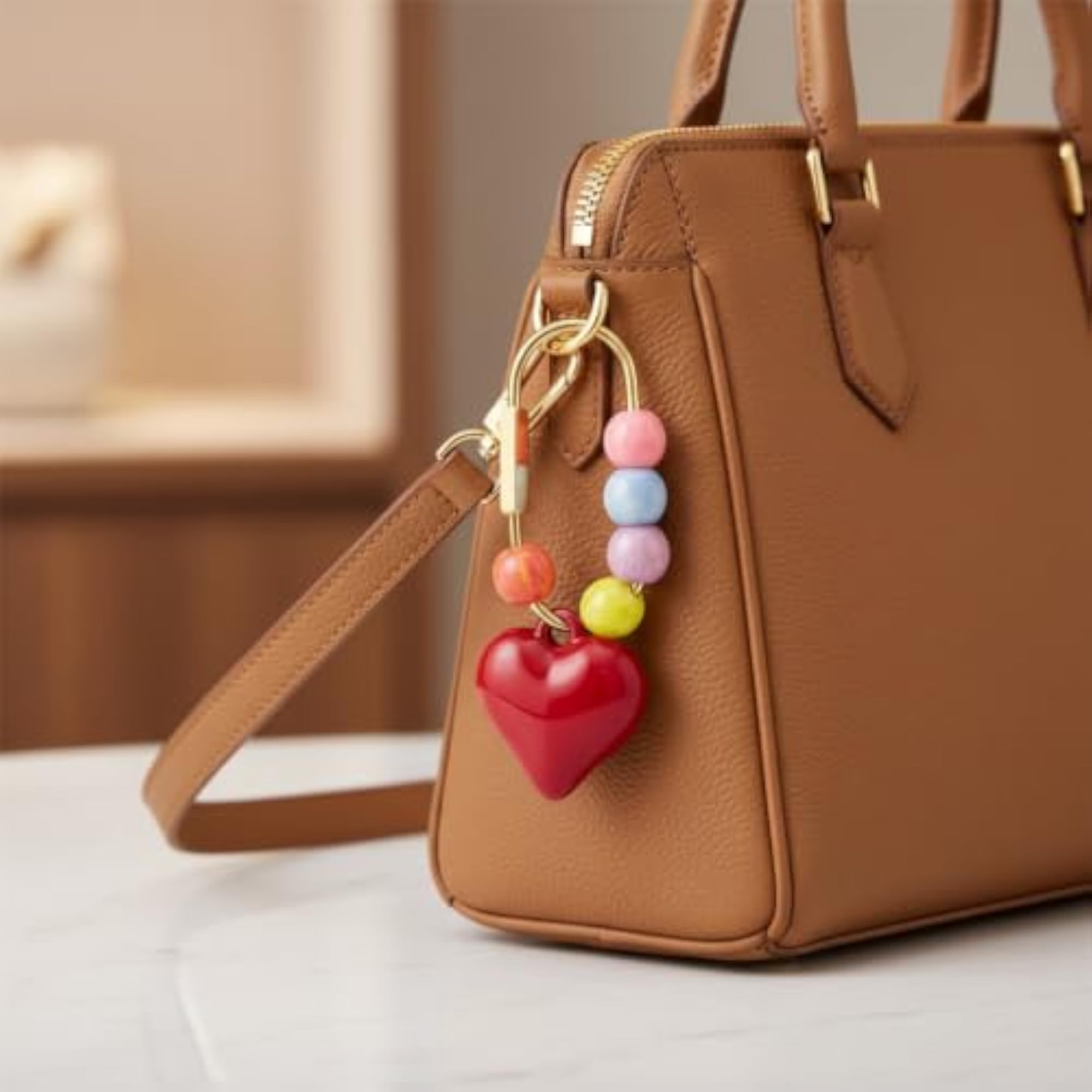 Multicolor Beaded Brass Screw Lock Bag Charm