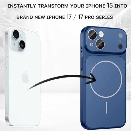 Image of SHINESTAR Converter Case for iPhone 15 | Premium Protective Mag-Safe Cover | iPhone 17 Pro / 17 Pro Max Series Style Design | in-Built Camera Guard | Wireless Charging Compatible - Blue