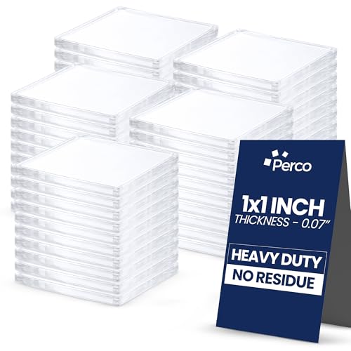 Perco Double Sided Tape Squares, Clear Nano Tape, 50 1"x1" Pre-Cut Mounting Squares – Removable Adhesive for Light to Medium Items, Wall, Posters, Photos, Crafts, Scrapbooking, Office, Classroom, DIY