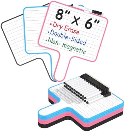 I-Scream Dry Erase Answer Paddles - 4 Pack Double Sided Whiteboards For Classroom & Game Nights (7.8x6.5 Inch)