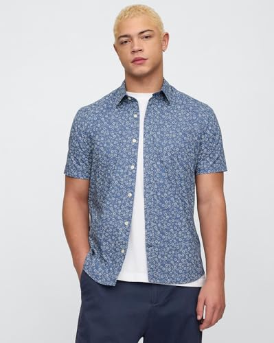 Image of Gap Men Regular Fit Floral Print Short Sleeves Collared Shirt