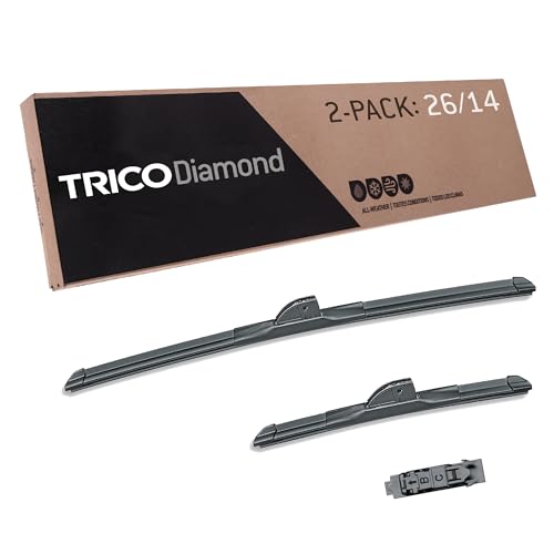 Image of TRICO Diamond 26 inch + 14 inch Super Premium Automotive Replacement Windshield Wiper Blades (Set of 2), Passenger and Driver Side All-Weather Beam Wiper Blades for Select Vehicle Models (Item #25-2614)
