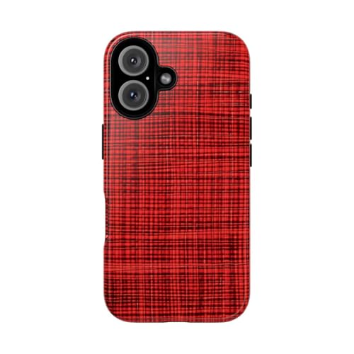 Coque rigide iPhone 16 brillante motif écossais rouge anti-rayures