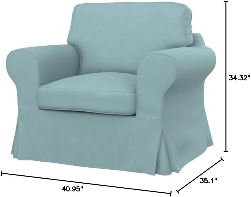Soferia Replacement Compatible Cover for Ektorp Armchair, Fabric Majestic Velvet Light Blue