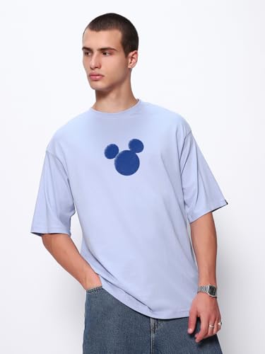 Image of Bewakoof X Disney Men's Cotton Graphic Print Oversized Fit Half Sleeve Round Neck T-Shirt | Casual Wear | Street Wear | Oversized t Shirt for Men Cotton | Baggy