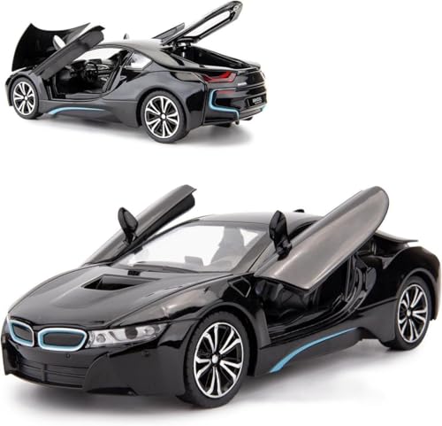 Image of Scale Exclusive Alloy Metal Pull Back | Die-cast Car Model with Sound Light Mini Auto Toy for Kids Metal Model Toy Car with Sound and Light (1.22 Scale -B-M-W I8-Black)