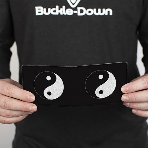 Buckle-Down Men's Wallet, Bifold, Yin Yang Symbol Black White, Vegan Leather, Multi, 4.0" x 3.5"4