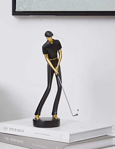 Amoy-Art Golf Statue Sculpture Golfer Figurine Decor Polyresin Arts Gifts Black 24cm
