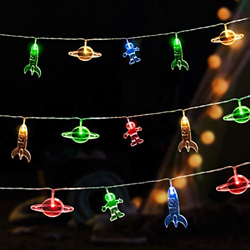 20 Led Children's Room Led String Light Astronaut Spaceship Rocket Pendants Holiday Party Lights Wall Window Nursery Or Kids Room Decor Wedding Around The Garden Party Patio Christmas (Multicolour) #TOP7
