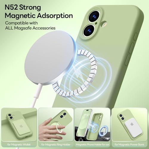 Image of LOVE 3000 Designed for iPhone 17 Case, Premium Silicone [Compatible with Magsafe][Soft Anti-Scratch Microfiber Lining] Shockproof Protective Phone Case for Men Women 6.3 inch, Matcha