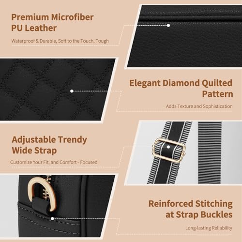 FYY Small Crossbody Bags for Women Quilted Vegan Leather Crossbody Purses for Women Travel with Adjustable Shoulder Strap4