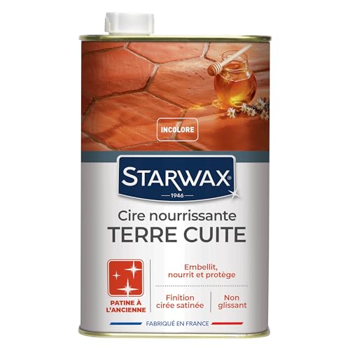 STARWAX - Cire Nourrissante Terre Cuite Patine à l'Ancienne - Nourrit et Préserve les Sols en Terre Cuite et Tomettes - Teinte Incolore - Non Glissant - Fabriqué en France - 2x 1L - 30m² environ