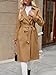 Fisoew Women's Double Breasted Trench Coats Causal Windproof Long Lapel Pocketed Overcoat with Belt