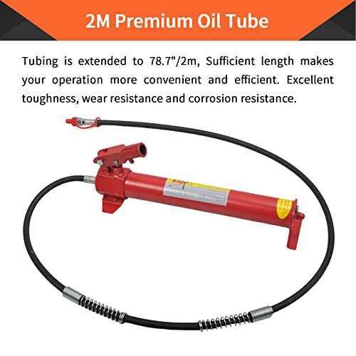 Tbapfs 10 Ton Porta Power Hydraulic Jack 2M(78.7Inch) Welded Car Bottle Auto Body Frame Repair Kit Air Pump Lift Ram For Load Truck Bed Unloader Farm And Oil Hose Hydraulic Ram Equipment Construction #TOP6