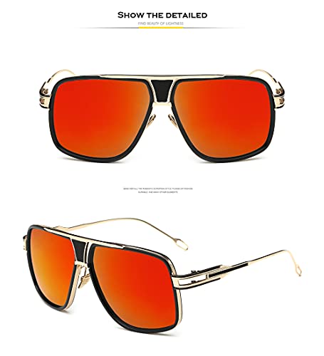 Image of Aviator Sunglasses for Men Retro Fashion Gold Oversized 70s shades