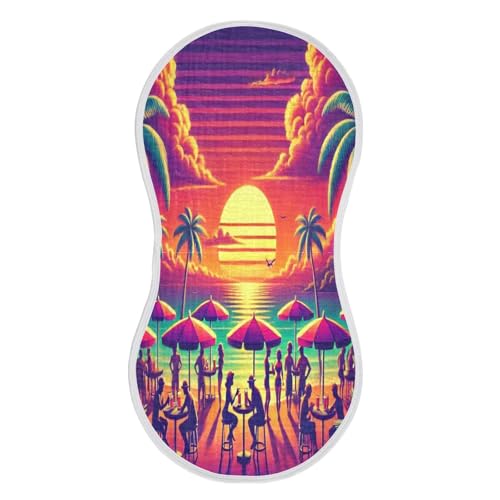 Beach Sunset Purple Baby Burp Cloths Soft Burp Cloth Burp Rags Cotton Burp Clothes Absorbent Muslin Burp Cloths for Unisex Boy Newborn Girl 1 Pack 22x11 Inches