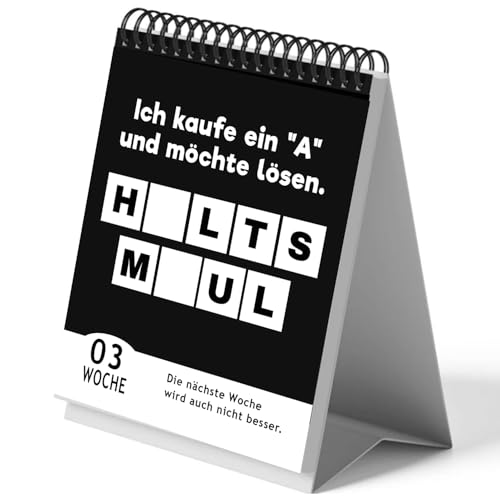 Demotivierender Tischkalender undatiert 52 Wochen mit unmotivierendenden Sprüchen Demotivationskalender Sarkasmus lustige Geschenkidee für Büro-deko Kollegen Kalender sarkastisch Gadget (BLACK)