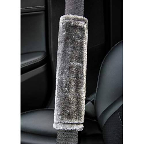 Amooca Soft Faux Sheepskin Seat Belt Shoulder Pad For A More Comfortable Driving, Compatible With Adults Youth Kids - Car, Truck, Suv, Airplane,Carmera Backpack Straps 2 Packs Gray #TOP2