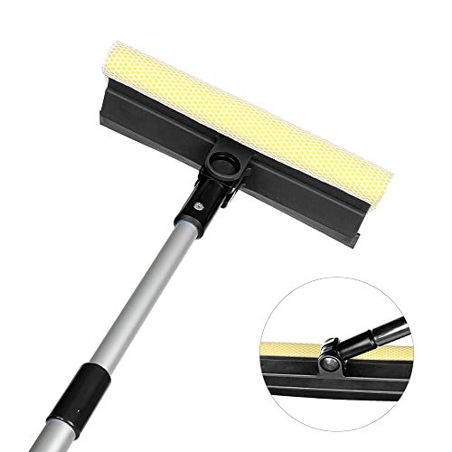 Image of 49'' Long Handle Cleaner Sponge Car Truck Window Windshield Squeegee and Soft Rubber Strip Telescopic Pole, Adjustable to Clean from Multiple Angles (Black)