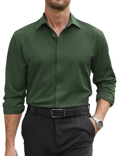 Image of COOFANDY Mens Stretch Dress Shirts Long Sleeve Button Down Shirt Regular Fit Formal Business Shirts