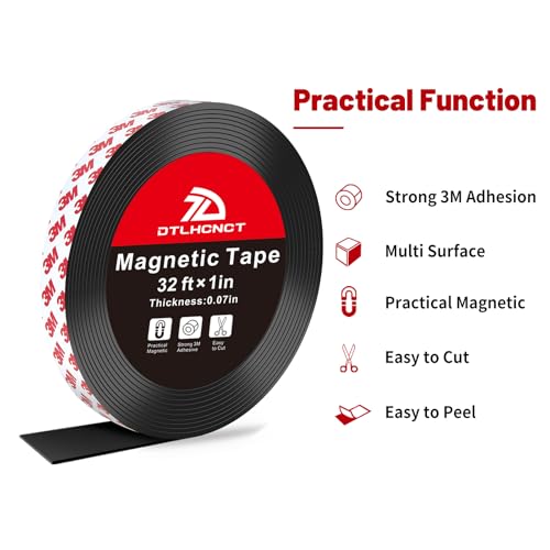 DTLHCNCT Magnetic Tape - 32 ft x 1 inch Magnet Strip Tape Roll with Strong Adhesive Backing for Kitchen, Office, School Organization, Whiteboards,Fridge(0.07" Thick) 2 Pack by DTLHCNCT - Image 4