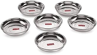 Hazel Stainless Steel Plate I Snacks Serving Set of 6, Large Size of 13 cm I Multipurpose Stainless Steel Plates Set for Kitchen with a Glossy Finish I Ideal for Regular Usage