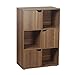Brigros - Mobile Libreria con 6 cubi 3 Ante, scaffale per Libri scolastici, mensole da appoggio per scrivania Porta Libri cubo componibile Arredamento per Ufficio, cameretta 90x60cm (Legno Naturale)