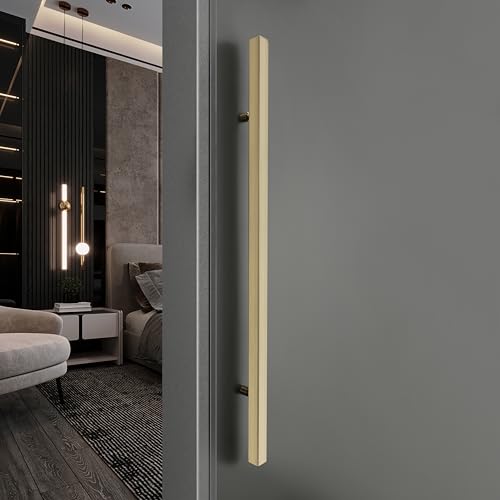 Image of LAPO Pull Handle for Main Door and Office, 36 Inch Stainless Steel Bar for Home & Hotel Entrance, Fits with 30-100mm Door, Well-Suited for Wooden & Glass Door, Gold Finish, 3 Year Warranty