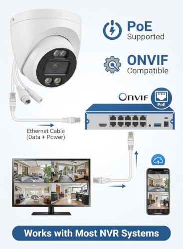 Image of HANUTECH 4MP Dome CCTV Camera | Color Night Vision, Mic, PoE ONVIF, Outdoor IP Camera, For NVR