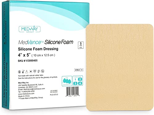 Medvance Tm Silicone - Silicone Adhesive Foam Absorbent Dressing, Box Of 5 Dressings (4"X5") #TOP30