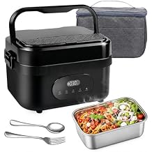 Electric Lunch Box, 18000mAh Cordless Food Warmer, 1500ML Polypropylene Container, 2 Compartments with PD Adapter, Modern Style, 8.7x6.5x4.0 Inches for Office, Car, Travel