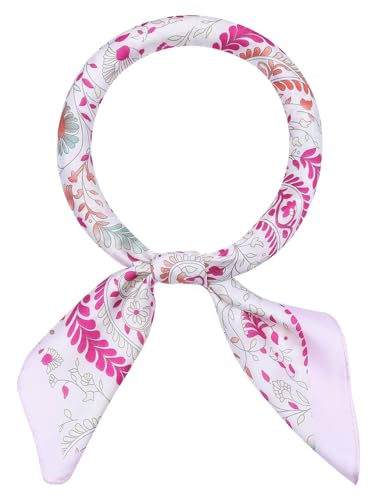 Women's Floral Printed Satin Square Scarf, Flowers Silky Hairband Headscarf Neck Scarves Neckerchief