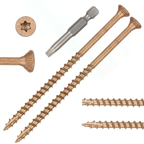 Image of Wood Screws #10 x 4'', T25 Star Torx Drive Flat Head Deck Screws, Brown, 52Pcs (1lb)