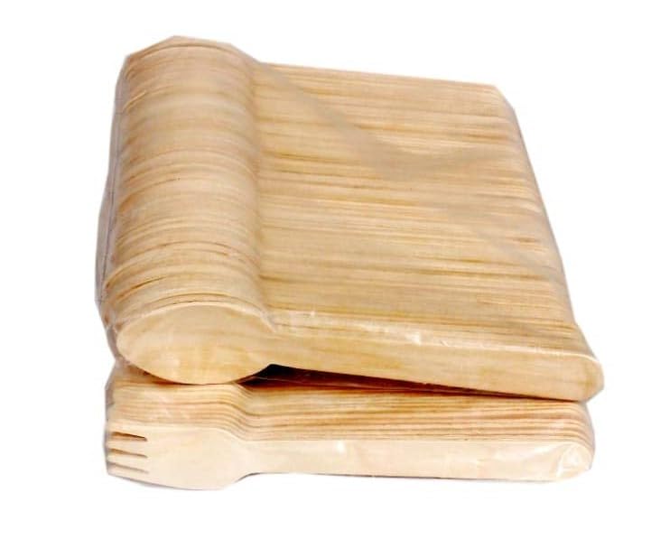Swastha Hygiene | Disposable Wooden, Birchwood, BBQ, Tableware, Great for Parties, Picnics and Events (140 MM, Pack of 100 (50 Spoons and 50 Forks) 3